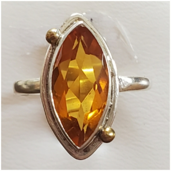 Genuine 4ct Citrine, 2-Tone Ring Size 9 - Picture 1 of 7